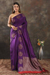 Shop purple tussar Banarasi sari online in USA with antique zari buta. Be vision of elegance on special occasions in exquisite designer sarees, handwoven sarees, georgette sarees, embroidered sarees, Banarasi saree, pure silk saris from Pure Elegance Indian saree store in USA.-full view