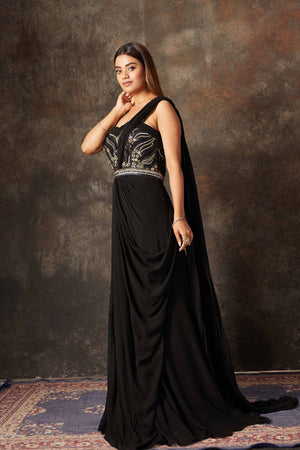 Convert satin or crepe Saree into stylish dress/ 4 ways to drape Saree as a  gown/ No cut no Sew/ - YouTube