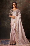 Buy beautiful lilac hand embroidered organza saree online in USA with heavy embroidery blouse. Flaunt your Indian style on special occasions in beautiful designer sarees, embroidered sarees, Bollywood sarees, partywear sarees, wedding sarees from Pure Elegance Indian saree store in USA. -full view