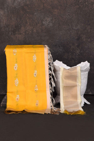 Shop beautiful yellow Kanjeevaram silk sari online in USA with zari minakari buta. Look your best at parties in elegant silk sarees, designer sarees, handwoven sarees, Kanchipuram silk sarees, embroidered sarees, South silk sarees from Pure Elegance Indian saree store in USA.-blouse