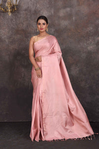 Shop stunning solid dusty pink Kanchipuram silk sari online in USA. Look your best at parties in elegant silk sarees, designer sarees, handwoven sarees, Kanchipuram silk sarees, embroidered sarees, South silk sarees from Pure Elegance Indian saree store in USA.-full view