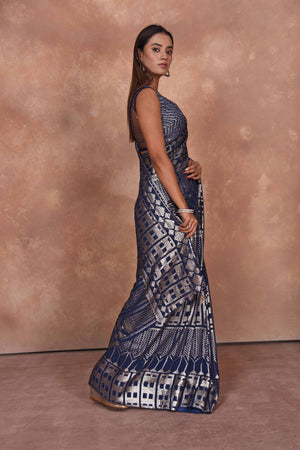 Buy blue sequin work georgette saree online in USA with embroidered blouse. Dazzle on weddings and special occasions with exquisite Indian designer dresses, embroidered sarees, partywear sarees, Bollywood sarees, handloom sarees from Pure Elegance Indian clothing store in USA.-saree