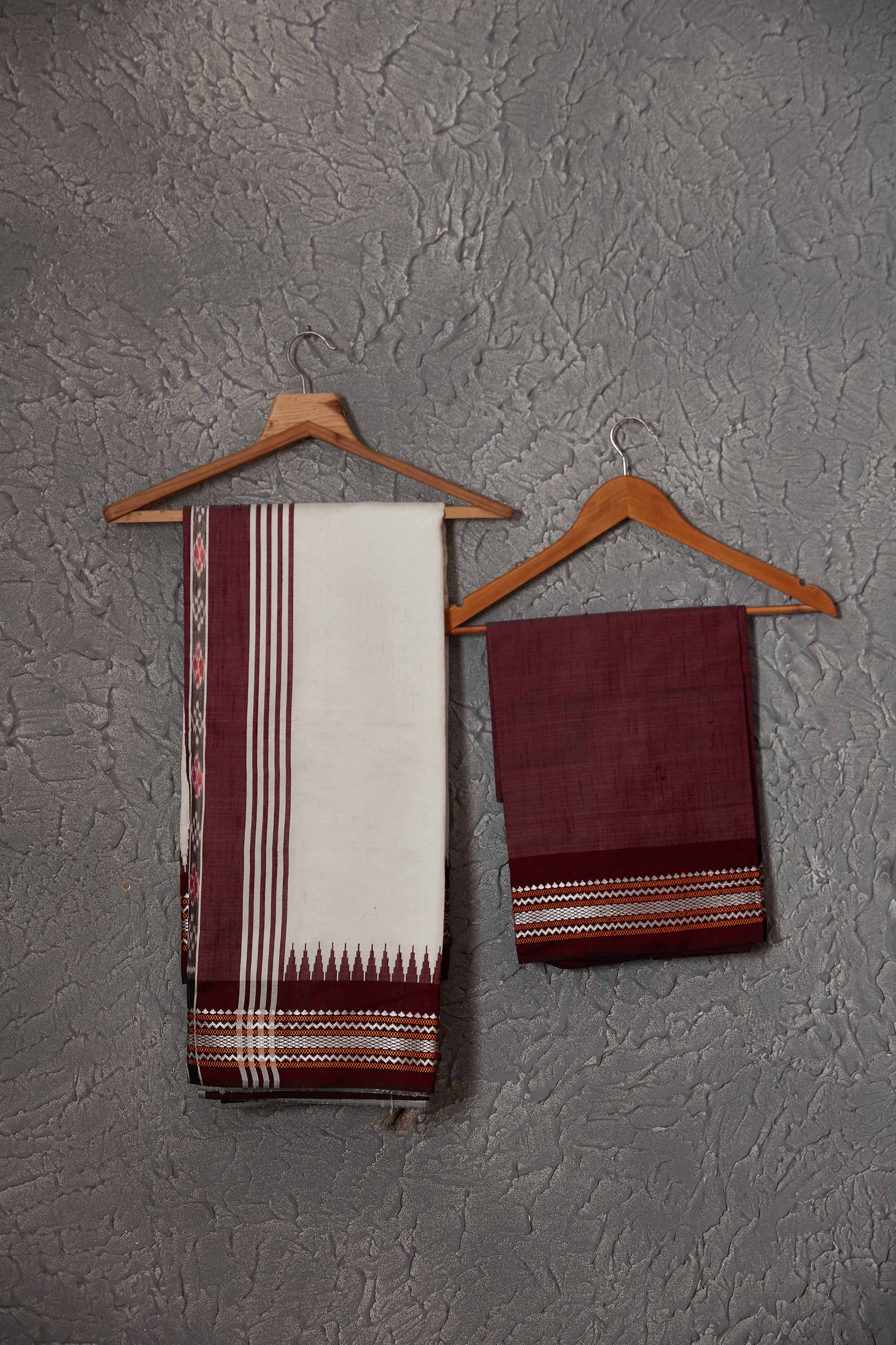 Shop elegant white tussar silk saree online in USA with maroon border and pallu. Get festive ready in beautiful Kanchipuram silk saris, pure silk sarees, soft silk sarees, tussar silk saris, handwoven sarees, chanderi silk sarees from Pure Elegance Indian fashion store in USA.-blouse
