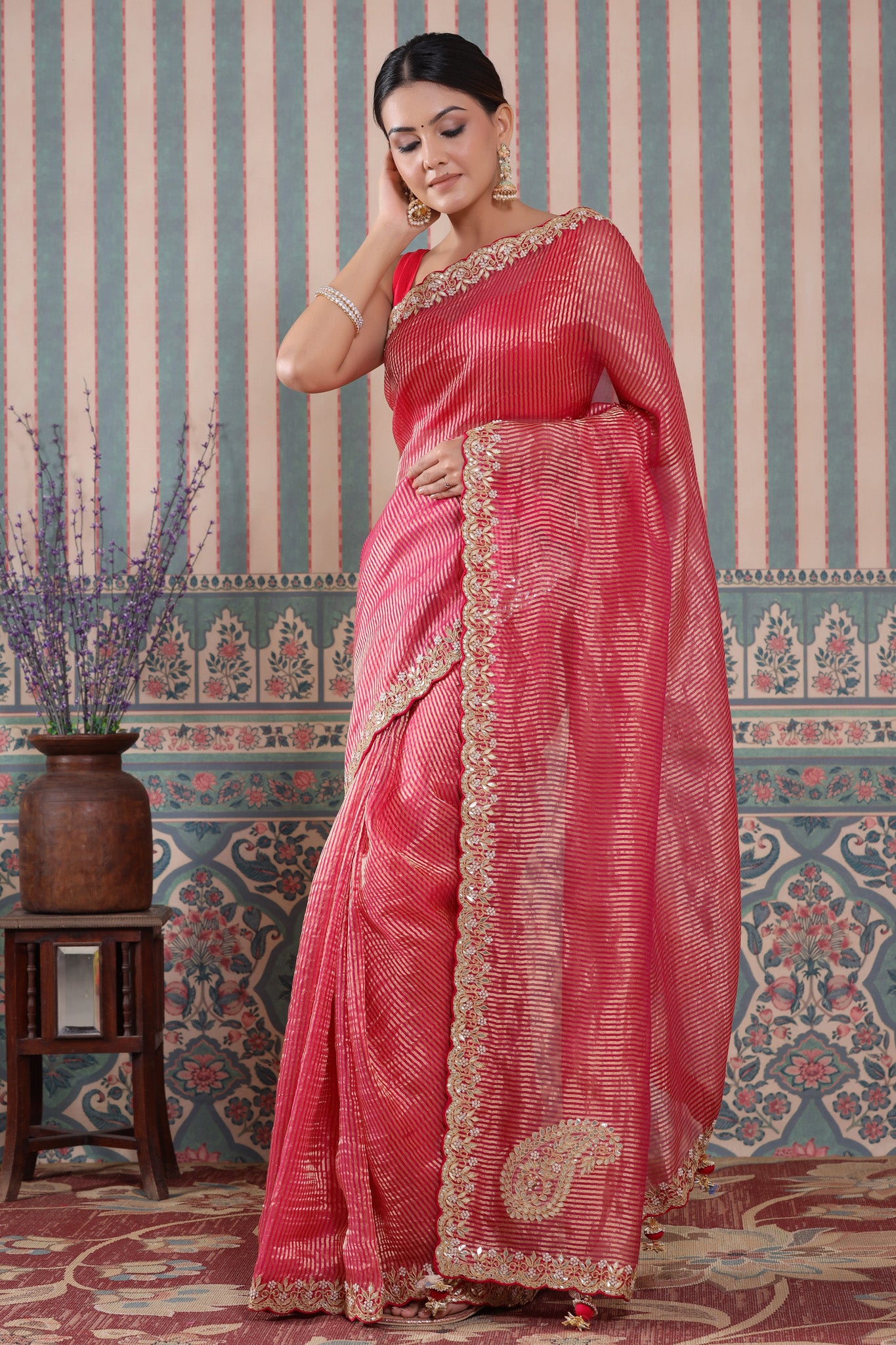 Srimukha Tissue Saree | Red Saree Ethnic Fashion | I Love Sarees - I Love  Sarees