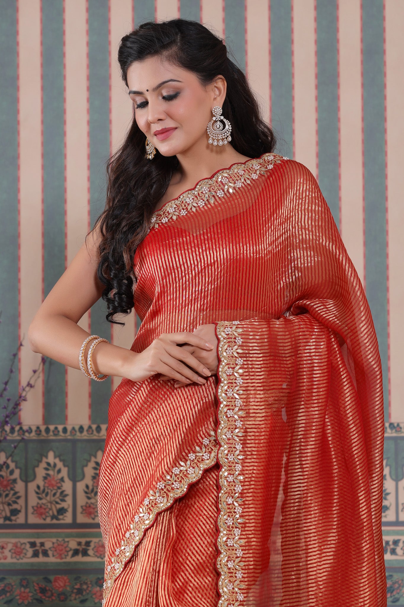 Buy Red Sarees for Women by Indie Picks Online | Ajio.com