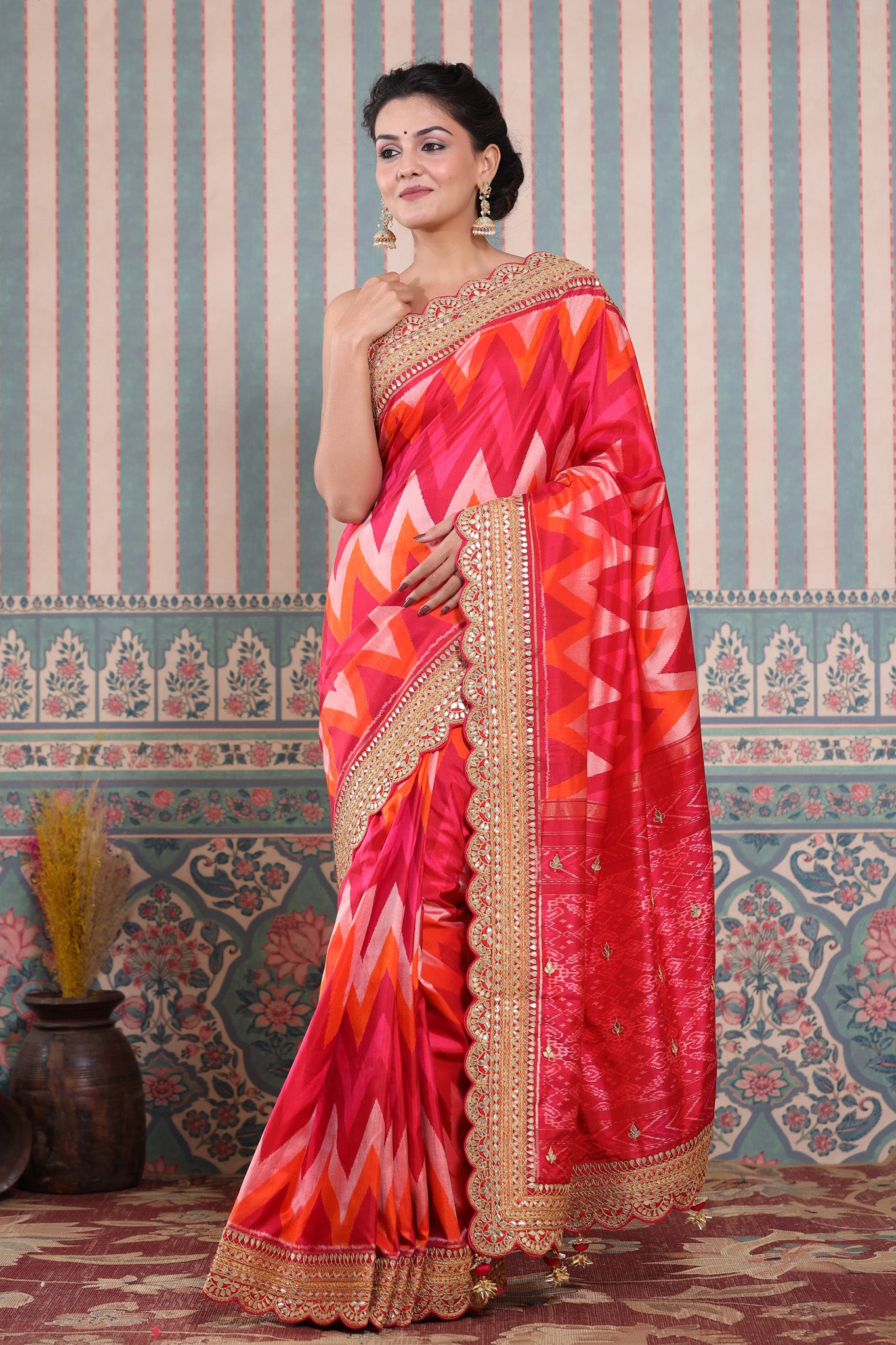 Buy beautiful multicolor Banarasi silk sari online in USA with embroidered border. Make a fashion statement at weddings with stunning designer sarees, embroidered sarees with blouse, wedding sarees, handloom sarees from Pure Elegance Indian fashion store in USA.-saree
