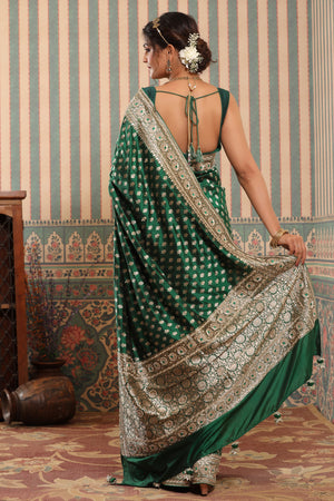 Buy multicolor striped tussar silk sari online in USA with zari border. Make a fashion statement at weddings with stunning designer sarees, embroidered sarees with blouse, wedding sarees, handloom sarees from Pure Elegance Indian fashion store in USA.-back