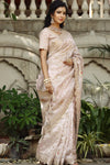 Buy stunning cream heavy embroidery tissue silk saree online in USA with saree blouse. Make a fashion statement at weddings with stunning designer sarees, embroidered sarees with blouse, wedding sarees, handloom sarees from Pure Elegance Indian fashion store in USA.-full view