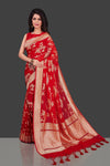 Buy online beautiful red Benarasi georgette saree in USA with floral zari work. Shop beautiful Banarasi georgette sarees, tussar saris, pure muga silk saris in USA from Pure Elegance Indian fashion boutique in USA. Get spoiled for choices with a splendid variety of Indian sarees to choose from! Shop now.-full view