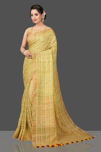 Shops stunning lime green striped Ketia saree online in USA. Flaunt Indian fashion in USA with a stunning collection of handwoven sarees, cotton saris, pure silk sarees, printed saris in USA from Pure Elegance Indian saree store in USA.-full view