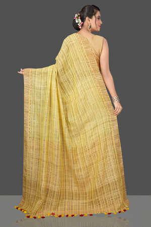 Shops stunning lime green striped Ketia saree online in USA. Flaunt Indian fashion in USA with a stunning collection of handwoven sarees, cotton saris, pure silk sarees, printed saris in USA from Pure Elegance Indian saree store in USA.-back