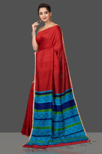 Shop stunning mizo matka saree online in USA with blue pallu. Flaunt Indian fashion in USA with a stunning collection of handwoven sarees, cotton saris, pure silk sarees, printed saris in USA from Pure Elegance Indian saree store in USA.-pallu