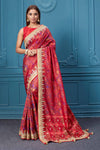 Shop stunning red embroidered Patola silk sari online in USA. Look royal at weddings and festive occasions in exquisite designer sarees, handwoven sarees, pure silk saris, Banarasi sarees, Kanchipuram silk sarees from Pure Elegance Indian saree store in USA. -full view