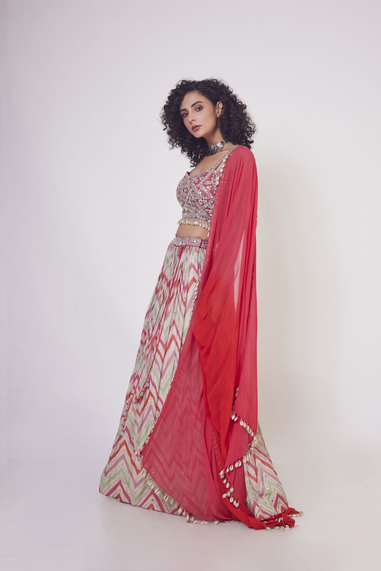 30Z115-RO Red Georgette Lehenga with dupatta