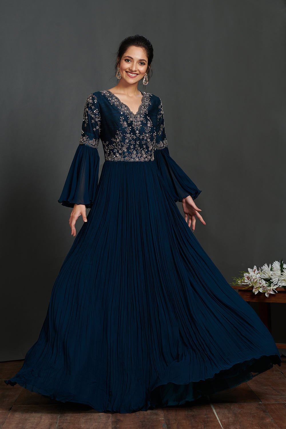 Royal Blue Indian Wedding Gown Samita Shetty Style