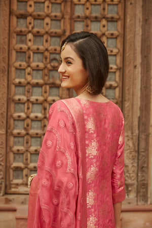 50Z263-RO  Embroidery Banarasi Sharara Suit