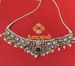 Buy Amrapali zircon glass silver necklace online in USA. Enrich your sarees and suit with an exquisite range of gold plated jewelry, necklaces, earrings, fashion jewelry from Pure Elegance Indian fashion store in USA.-front
