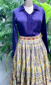 30Z047BB-RO Silk Skirt & Blouse set