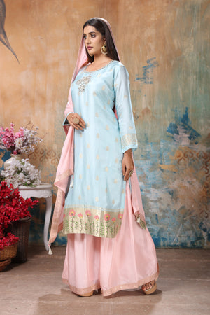 Magenta Organza Beads Chikankari Suit with Heavy Banarasi Dupatta –  Dress365days